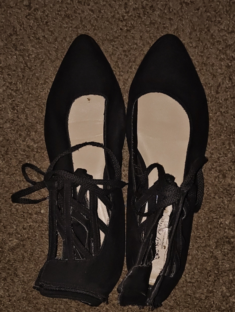 Selfie Leslie Black Lace-Up Pointed Toe Heels